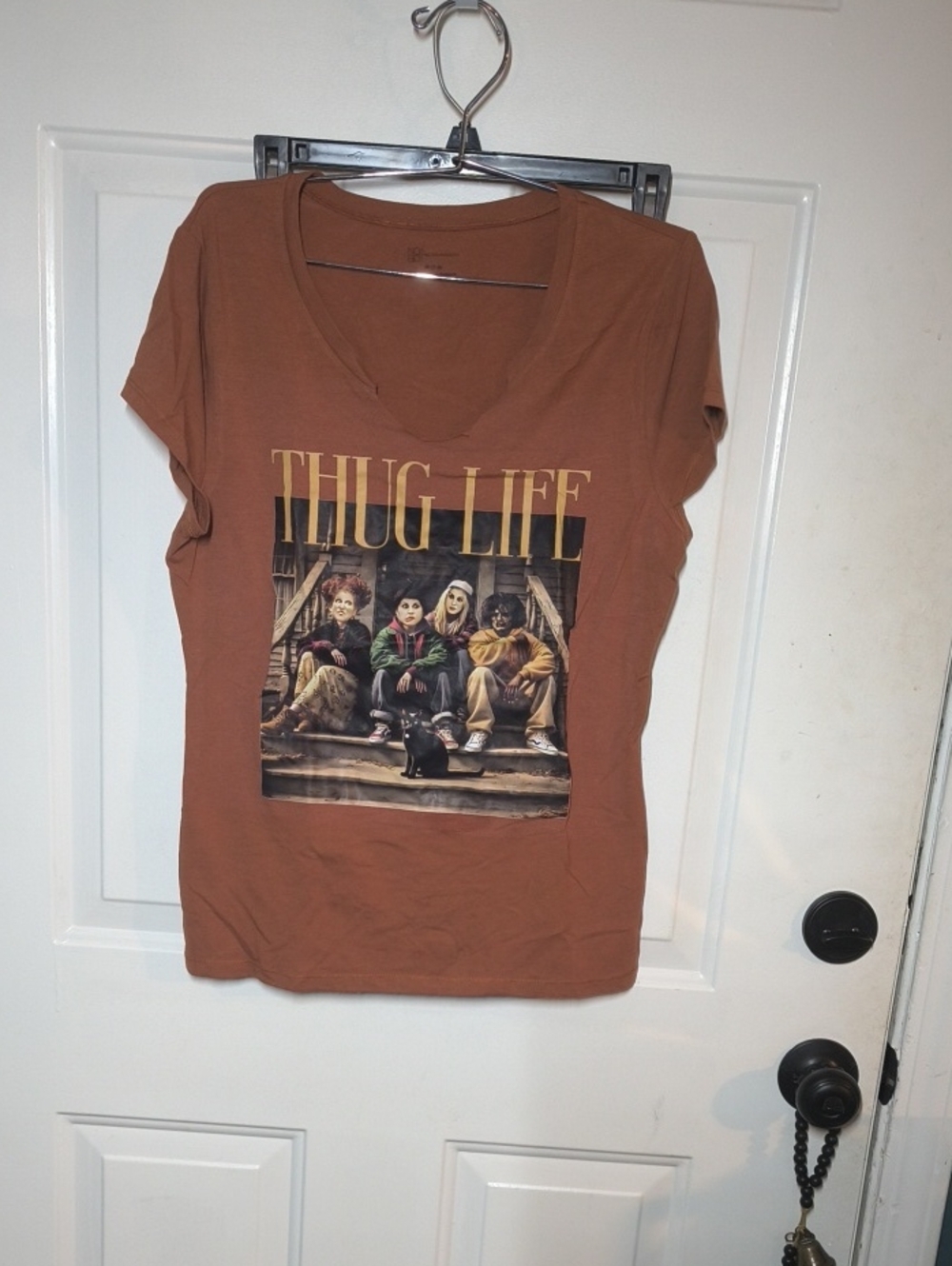 No Boundaries Rust V-Neck Graphic Tee